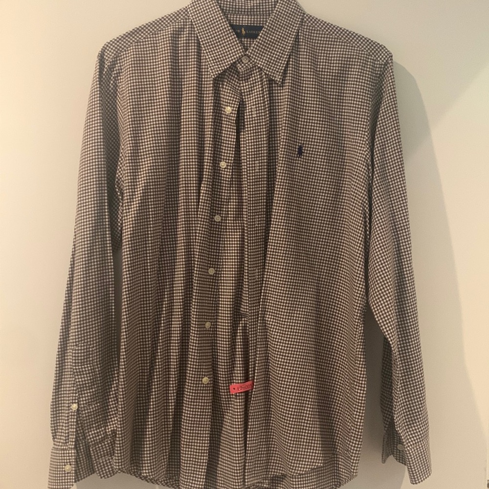 Polo button up -maroon and white